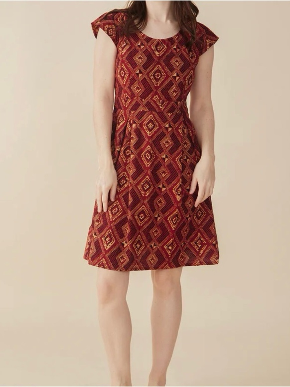 Mata Traders Red Diamond Pattern Dress